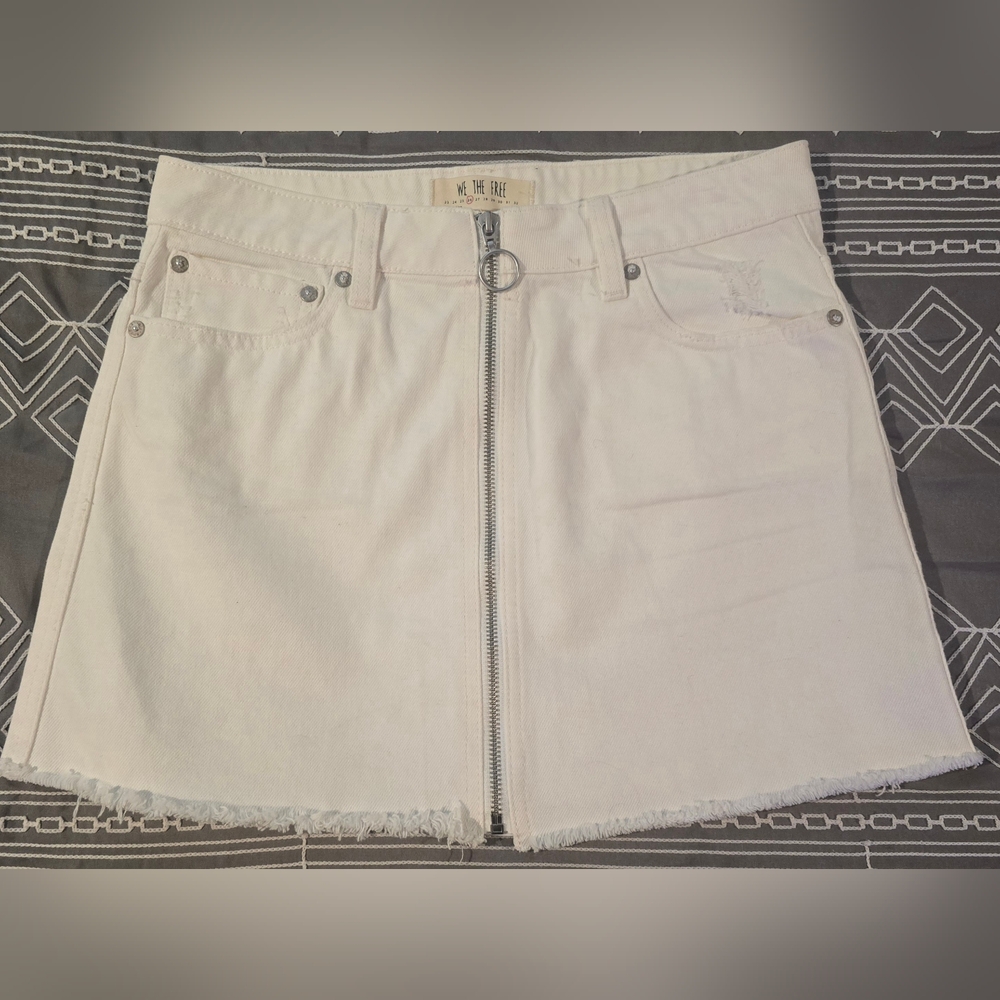 We The Free White Denim Zipper Skirt Size 26